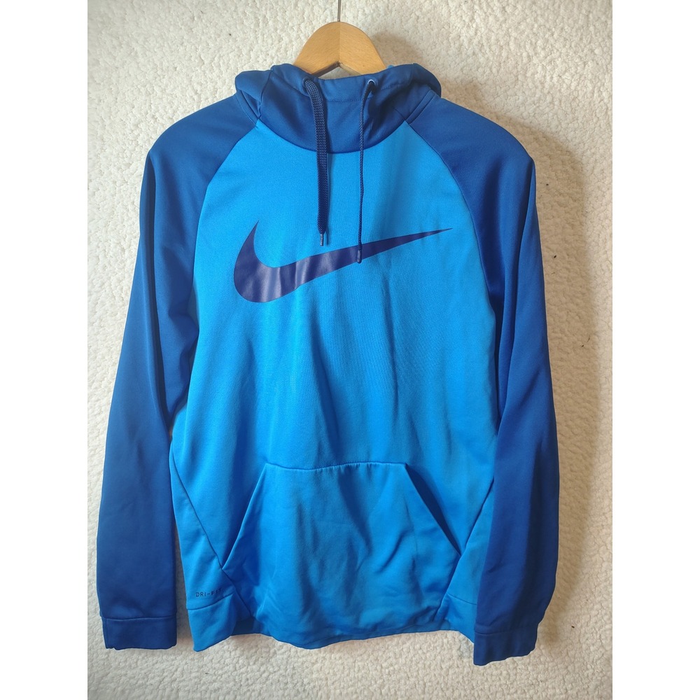 Nike Dri-FIT Blue Two Tone Logo Hoodie Mens Small Activewear Sweatshirt